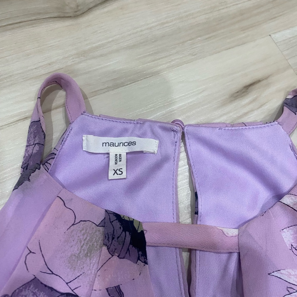 Maurices Purple Floral Fit & Flare Sleeveless Dress XS Spring -0262 - Picture 3 of 5